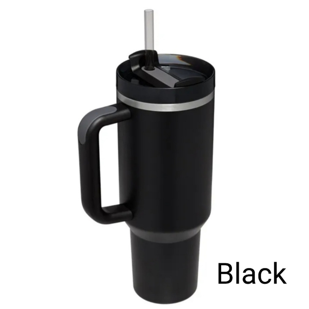 40 OZ Adventure Travel Tumbler Insulated Cup Handle Lid Straw, Stormy Blue - Picture 7 of 8